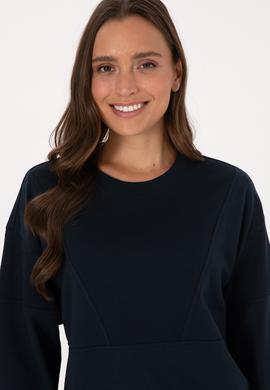 Kadın Lacivert Pamuklu Bisiklet Yaka Sweatshirt - 50314170007