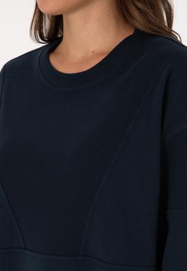 Kadın Lacivert Pamuklu Bisiklet Yaka Sweatshirt - 50314170007