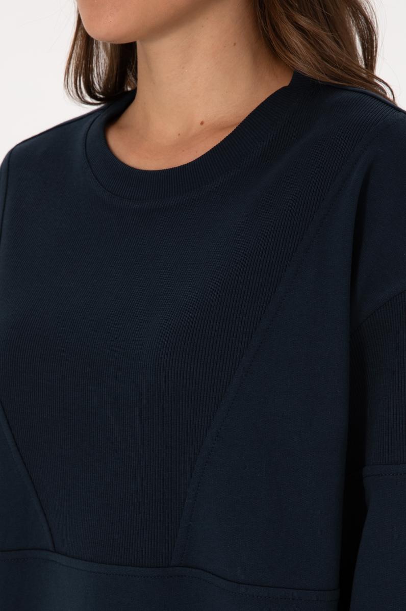 Kadın Lacivert Pamuklu Bisiklet Yaka Sweatshirt