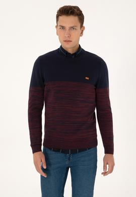 Erkek Slim Fit Bisiklet Yaka Lacivert Kazak - 50314970007