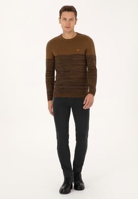 Erkek Slim Fit Bisiklet Yaka Haki Kazak - 50314970010