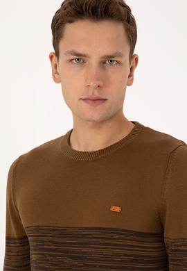 Erkek Slim Fit Bisiklet Yaka Haki Kazak - 50314970010