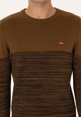 Erkek Slim Fit Bisiklet Yaka Haki Kazak - 50314970010