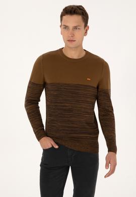 Erkek Slim Fit Bisiklet Yaka Haki Kazak - 50314970010
