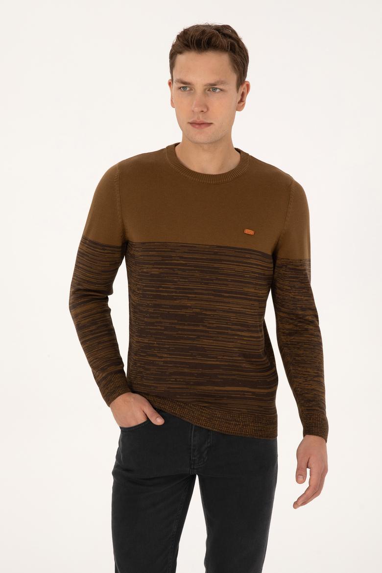 Erkek Slim Fit Bisiklet Yaka Haki Kazak - 50314970010