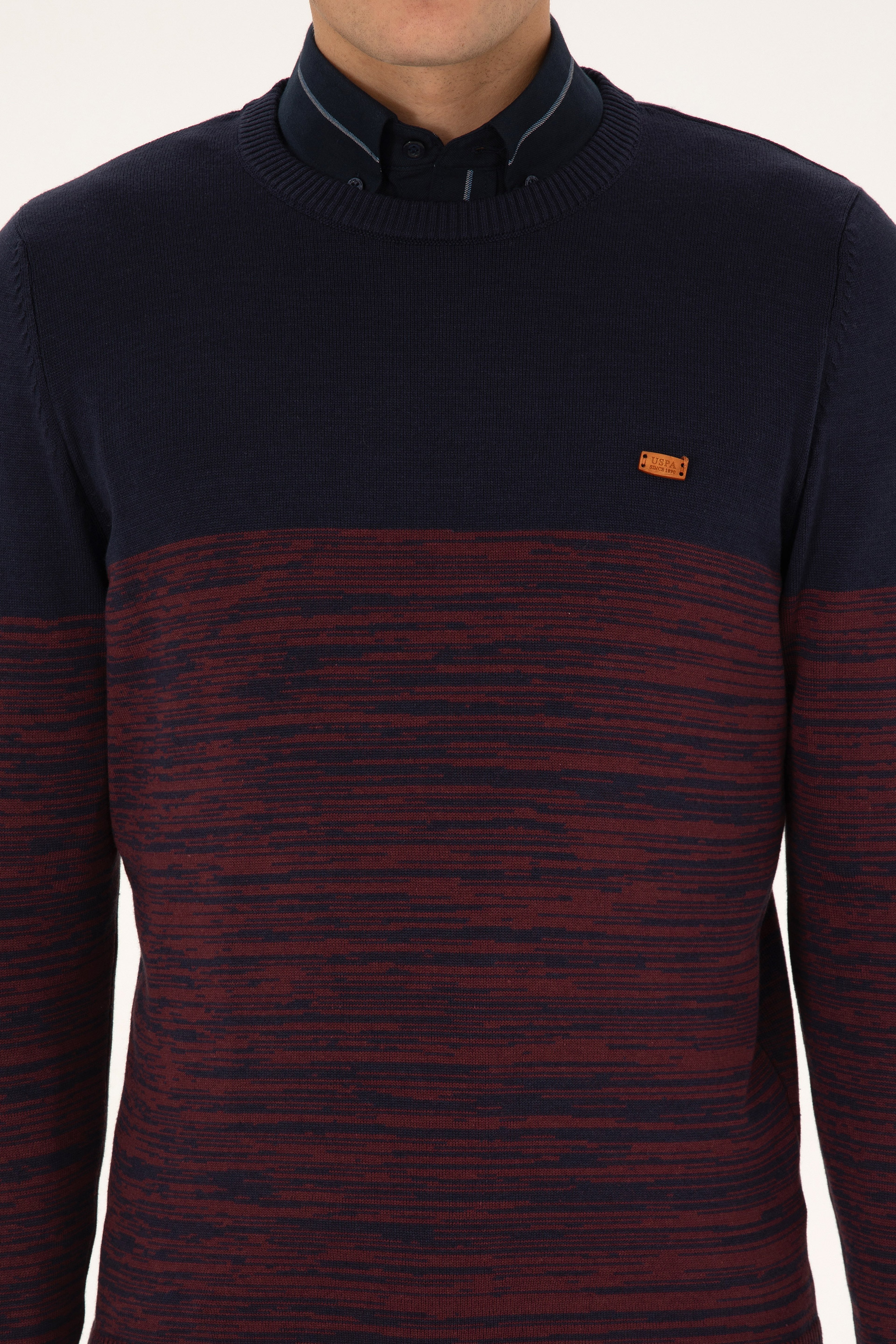 Erkek Slim Fit Bisiklet Yaka Lacivert Kazak