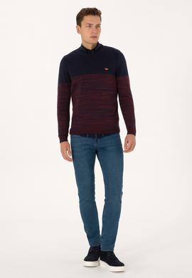 Erkek Slim Fit Bisiklet Yaka Lacivert Kazak - 50314970007