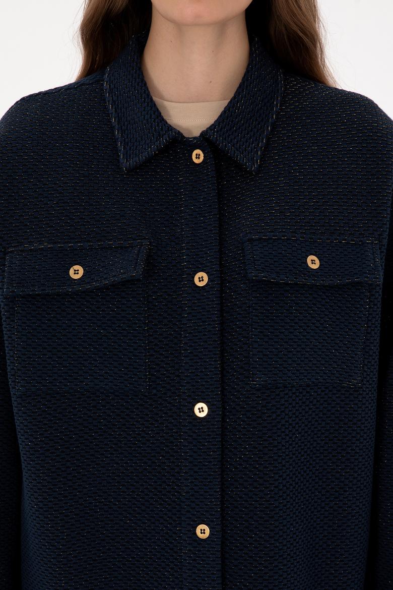 Kadın Lacivert Örme Gömlek - 50314224001