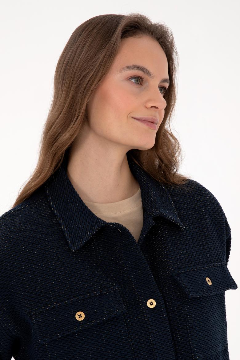 Kadın Lacivert Örme Gömlek - 50314224001