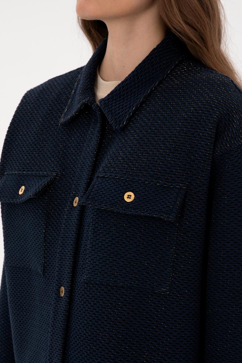 Kadın Lacivert Örme Gömlek - 50314224001