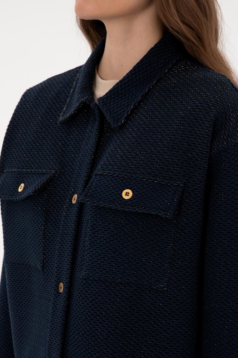 Kadın Lacivert Örme Gömlek