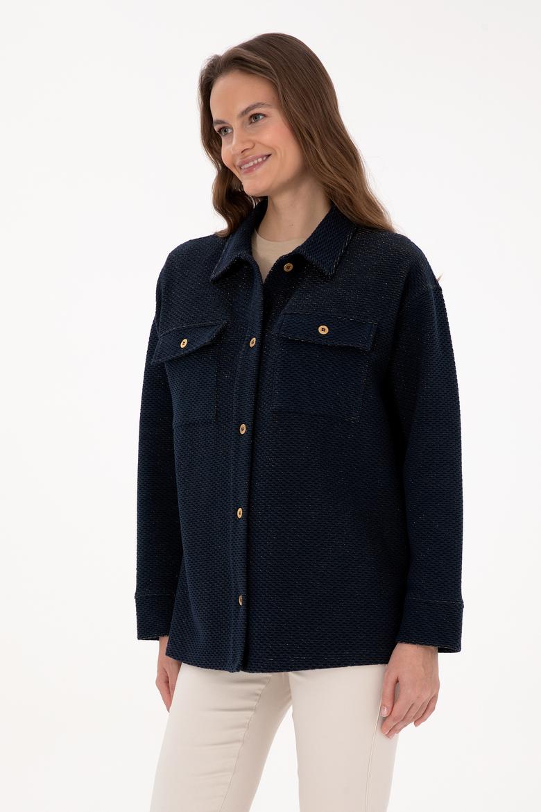 Kadın Lacivert Örme Gömlek - 50314224001