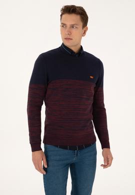 Erkek Slim Fit Bisiklet Yaka Lacivert Kazak - 50314970007