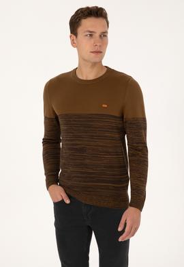 Erkek Slim Fit Bisiklet Yaka Haki Kazak - 50314970010
