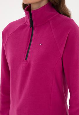 Kadın Fuşya Fermuarlı Dik Yaka Polar Sweatshirt - 50316714063