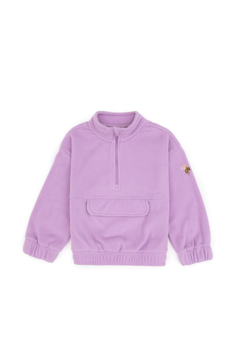 Kız Çocuk Lila Polarlı Yarım Fermuarlı Sweatshirt