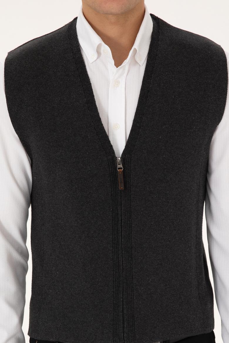 Erkek Antrasit Melanj Triko Hırka - 50308395017