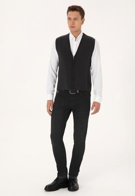 Erkek Antrasit Melanj Triko Hırka - 50308395017