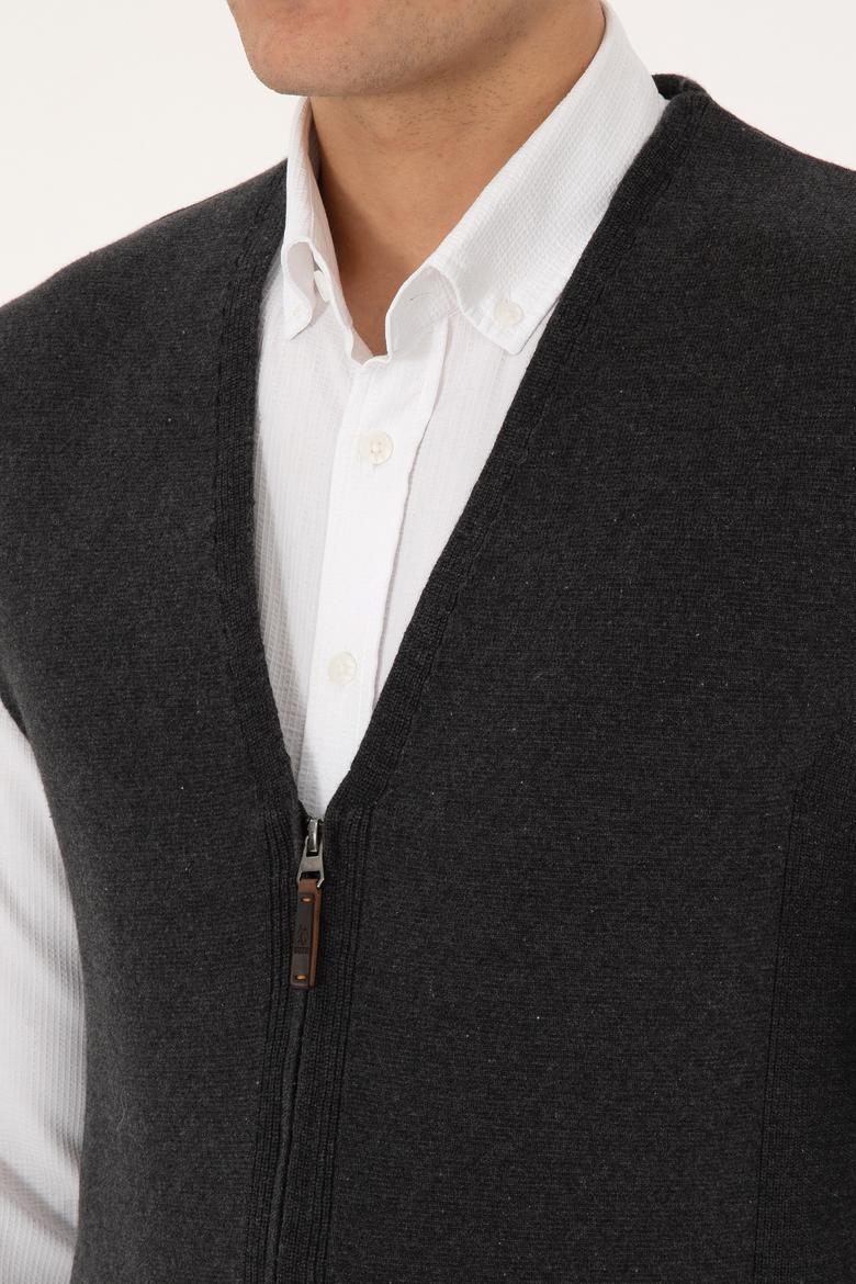 Erkek Antrasit Melanj Triko Hırka - 50308395017