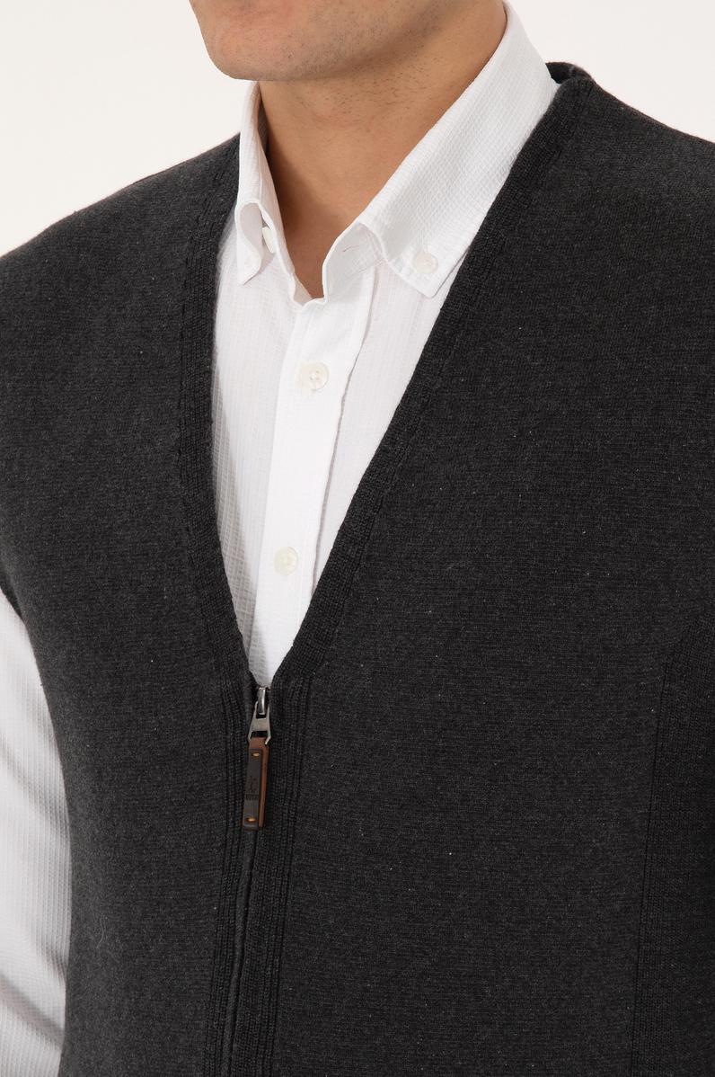 Erkek Antrasit Melanj Triko Hırka