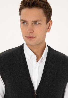 Erkek Antrasit Melanj Triko Hırka - 50308395017