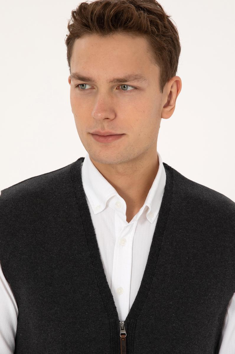 Erkek Antrasit Melanj Triko Hırka