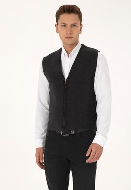 Erkek Antrasit Melanj Triko Hırka - 50308395017