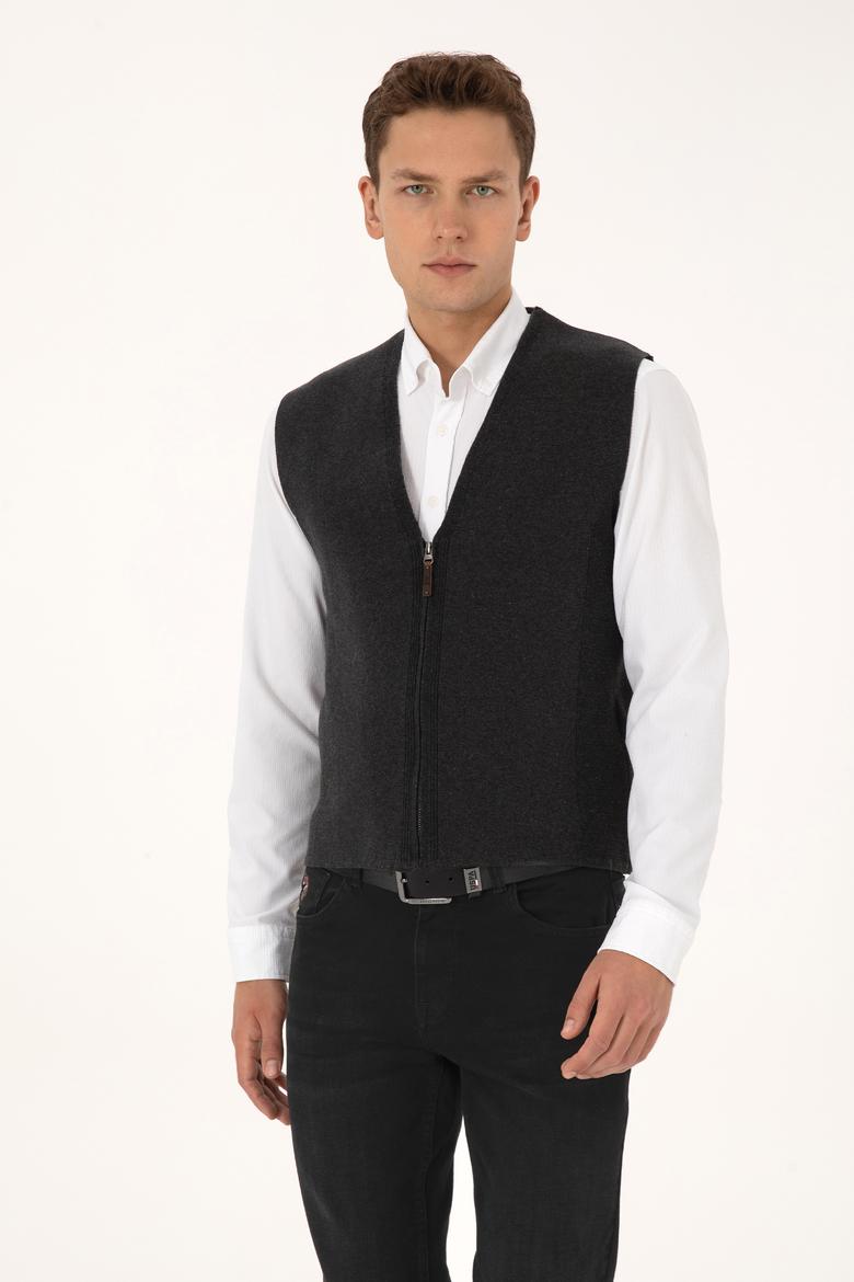 Erkek Antrasit Melanj Triko Hırka