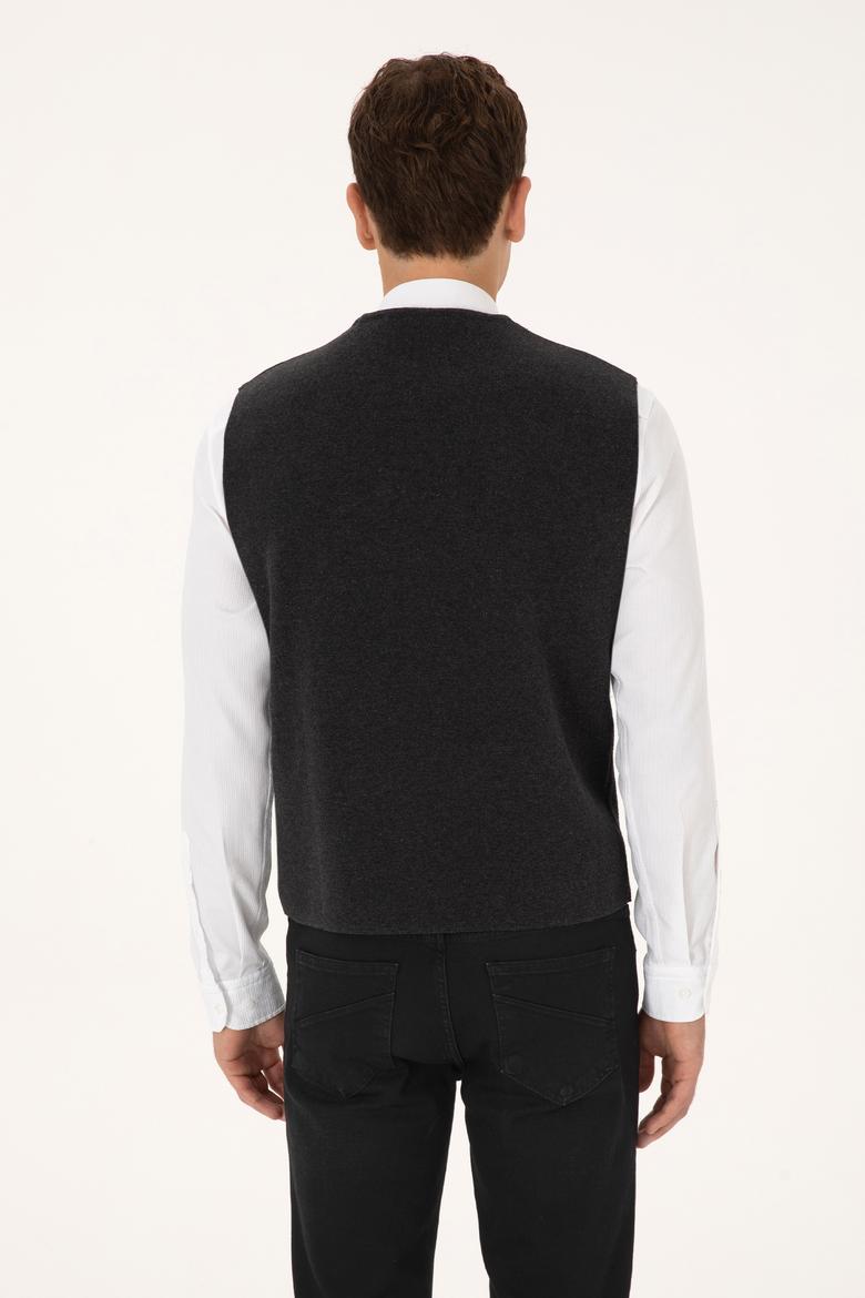 Erkek Antrasit Melanj Triko Hırka - 50308395017