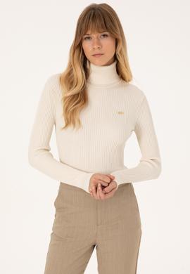 Kadın Krem Boğazlı Kazak - 50314756008