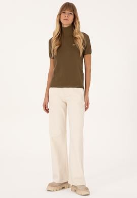 Kadın Haki Boğazlı Kazak - 50314835024