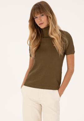 Kadın Haki Boğazlı Kazak - 50314835024