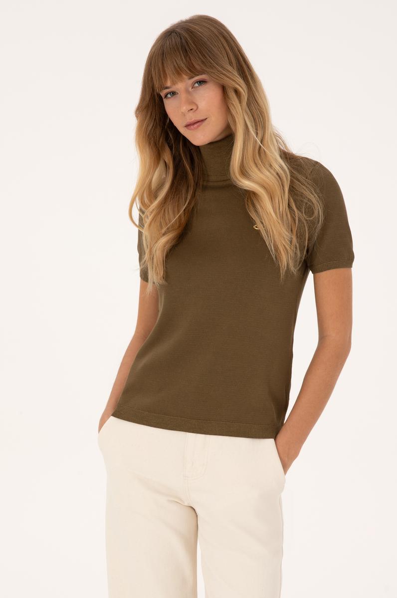 Kadın Haki Boğazlı Kazak