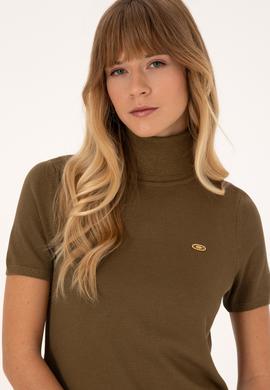 Kadın Haki Boğazlı Kazak - 50314835024