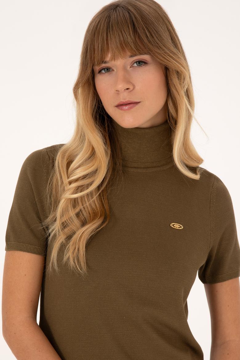 Kadın Haki Boğazlı Kazak - 50314835024