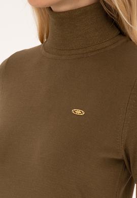 Kadın Haki Boğazlı Kazak - 50314835024