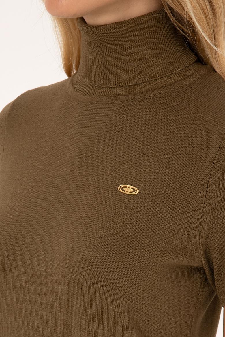 Kadın Haki Boğazlı Kazak - 50314835024