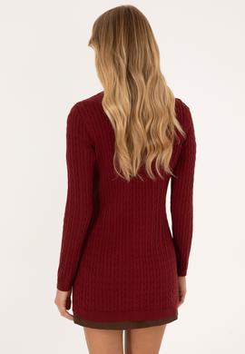 Kadın Bordo Basic Triko Hırka - 50317683021