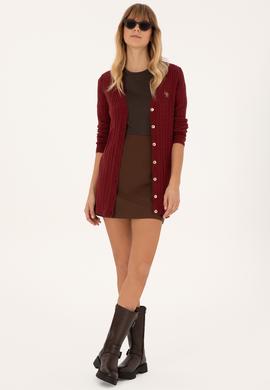 Kadın Bordo Basic Triko Hırka - 50317683021