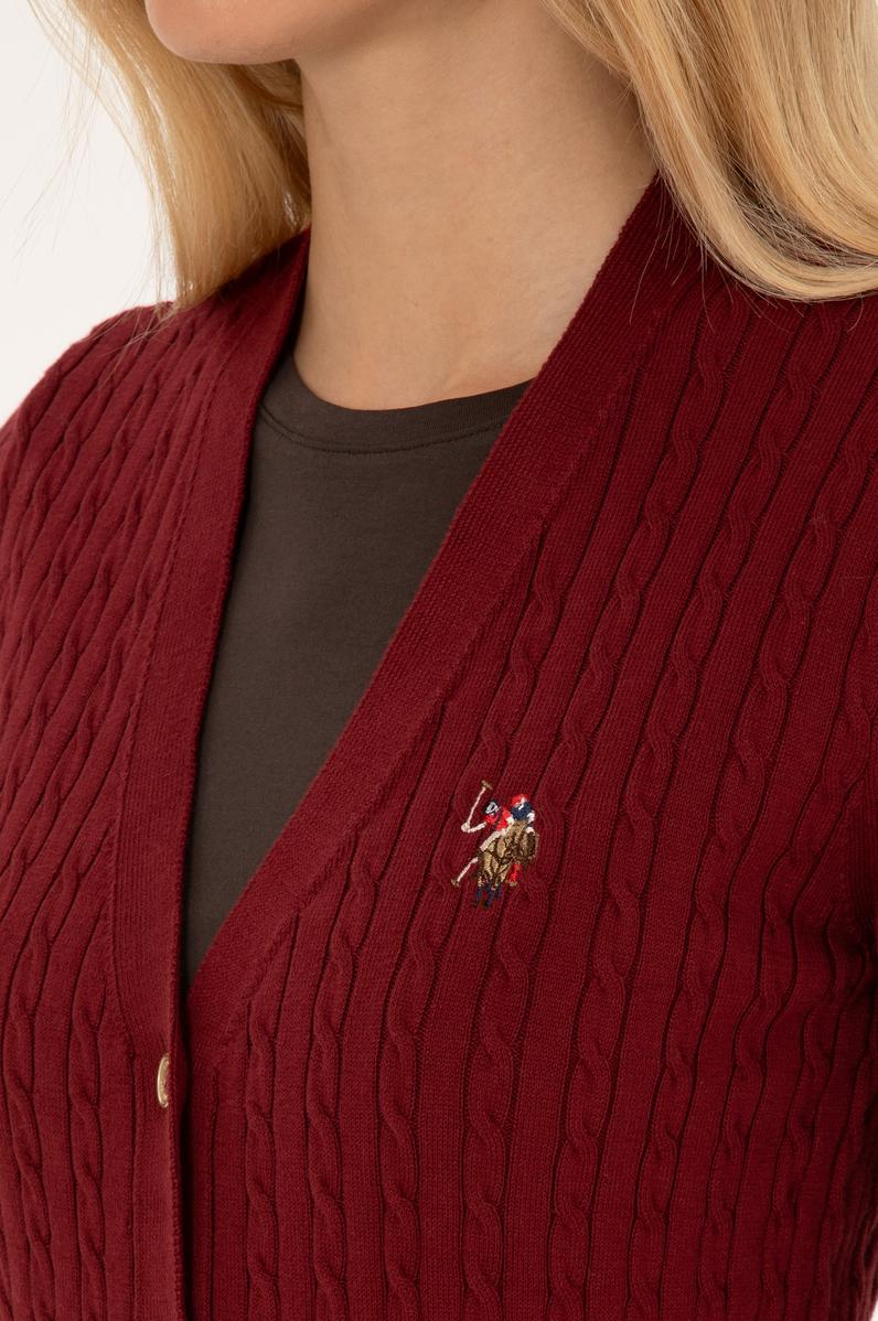 Kadın Bordo Basic Triko Hırka