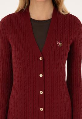 Kadın Bordo Basic Triko Hırka - 50317683021