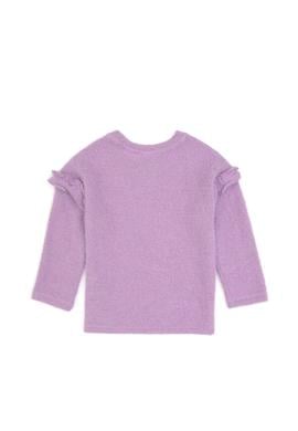 Kız Çocuk Lila Kolları Fırfırlı Bisiklet Yaka Sweatshirt - 50317904004