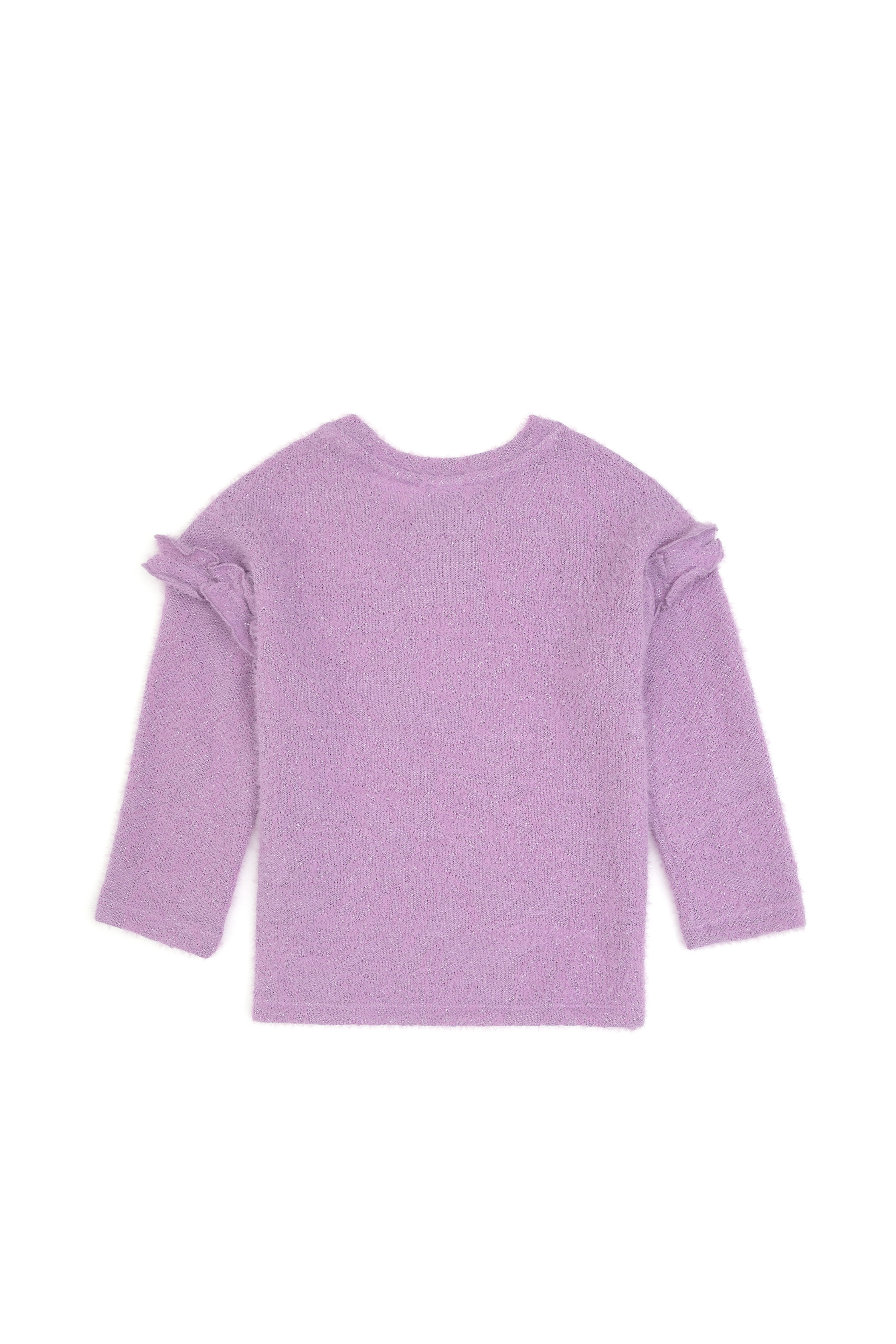 Kız Çocuk Lila Kolları Fırfırlı Bisiklet Yaka Sweatshirt - Image 4