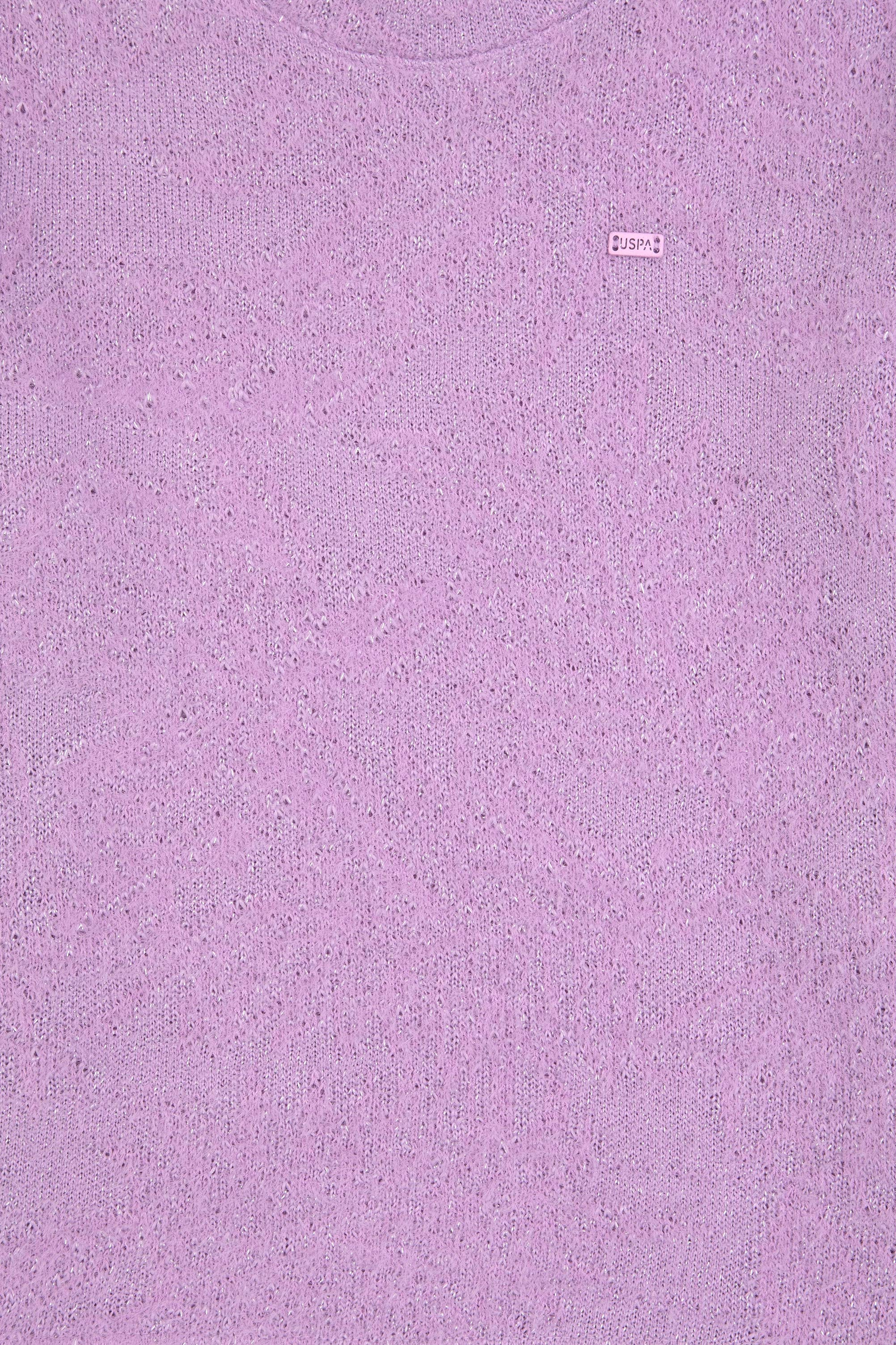 Kız Çocuk Lila Kolları Fırfırlı Bisiklet Yaka Sweatshirt