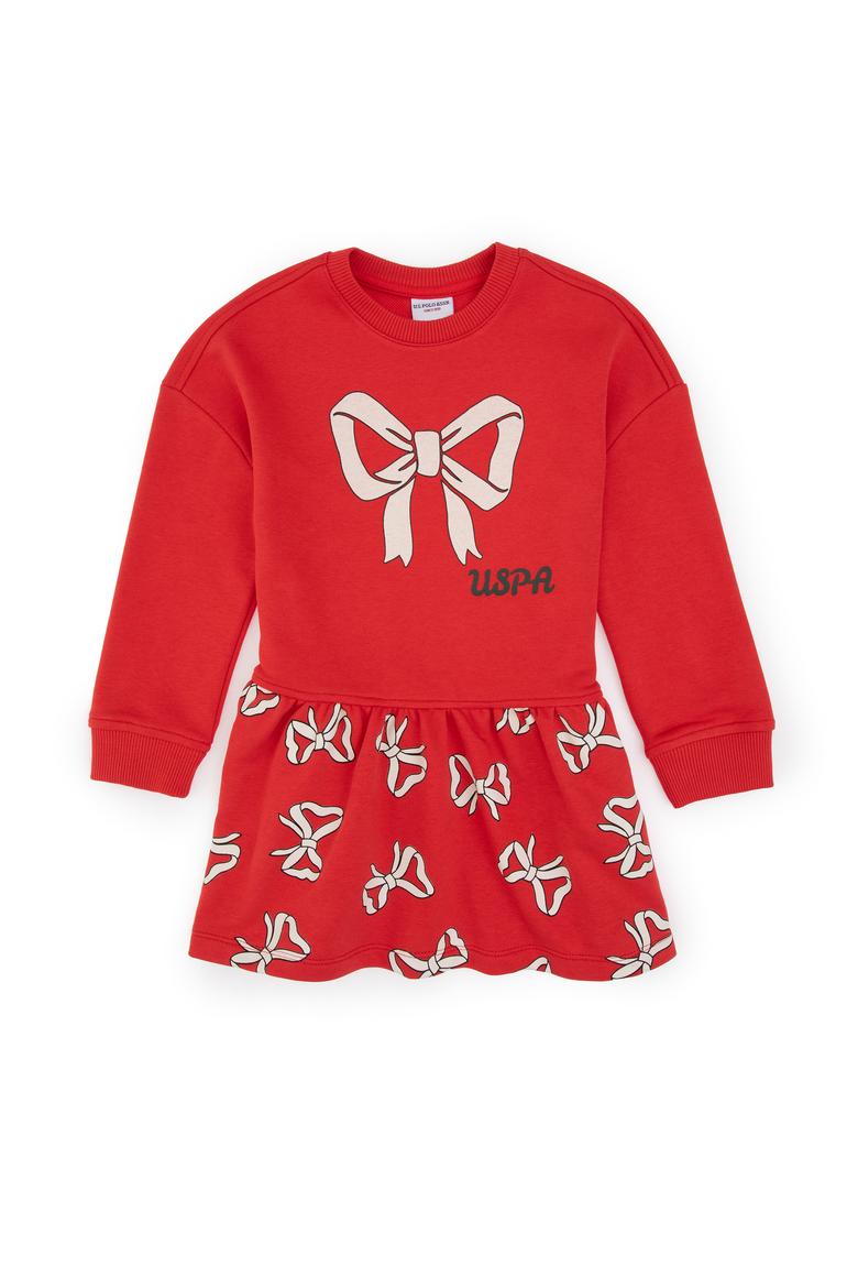 Kız Çocuk Kırmızı Yılbaşı Temalı Örme Elbise - 50318063009