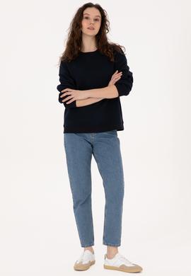 Kadın Lacivert Bisiklet Yaka Sweatshirt - 50320028004