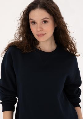 Kadın Lacivert Bisiklet Yaka Sweatshirt - 50320028004