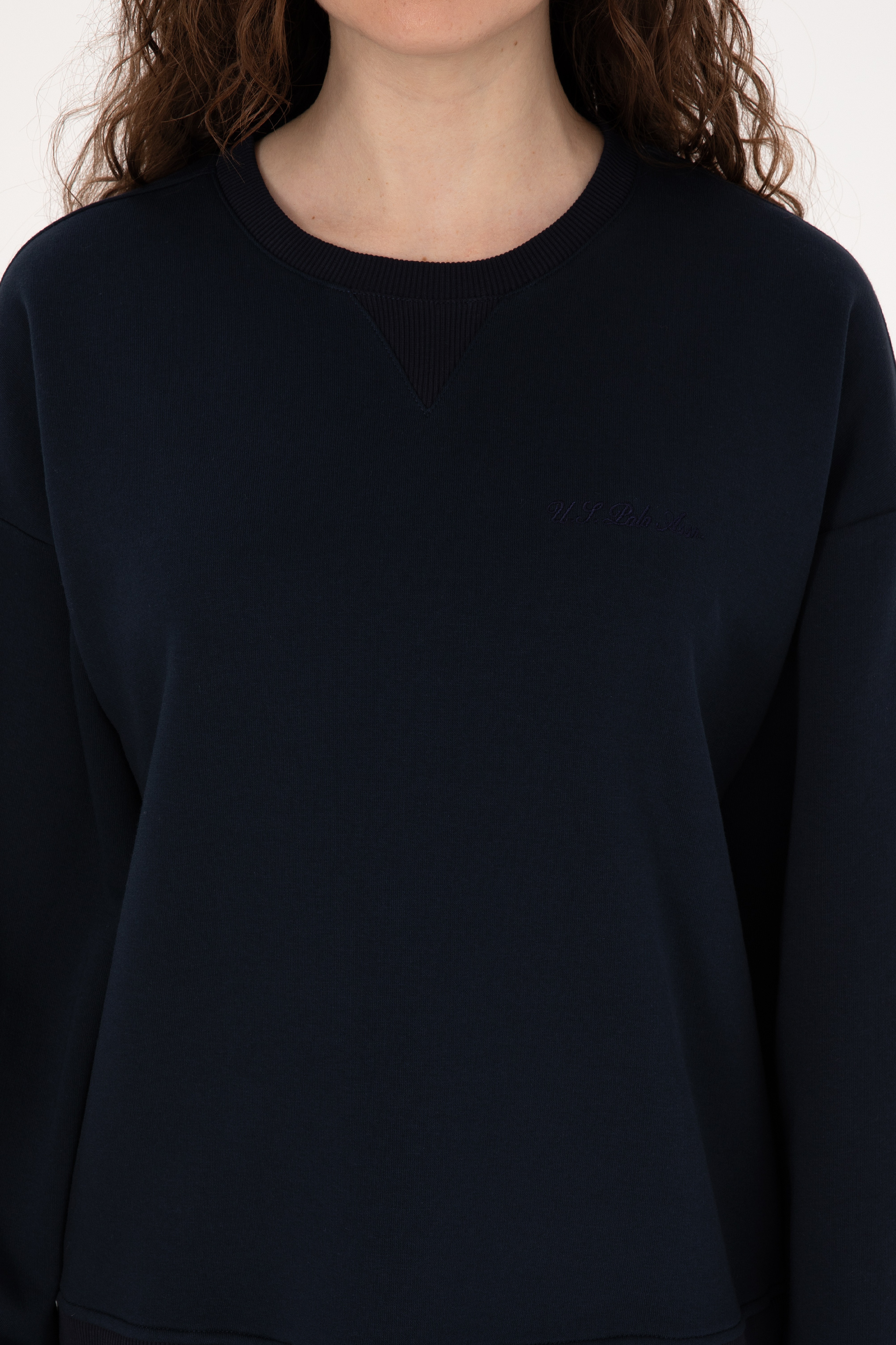 Kadın Lacivert Bisiklet Yaka Sweatshirt - Image 6