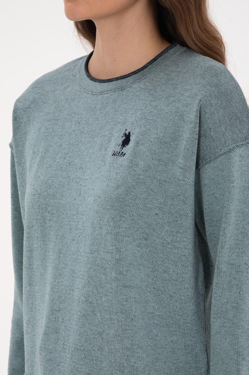 Kadın Mint Bisiklet Yaka Kazak