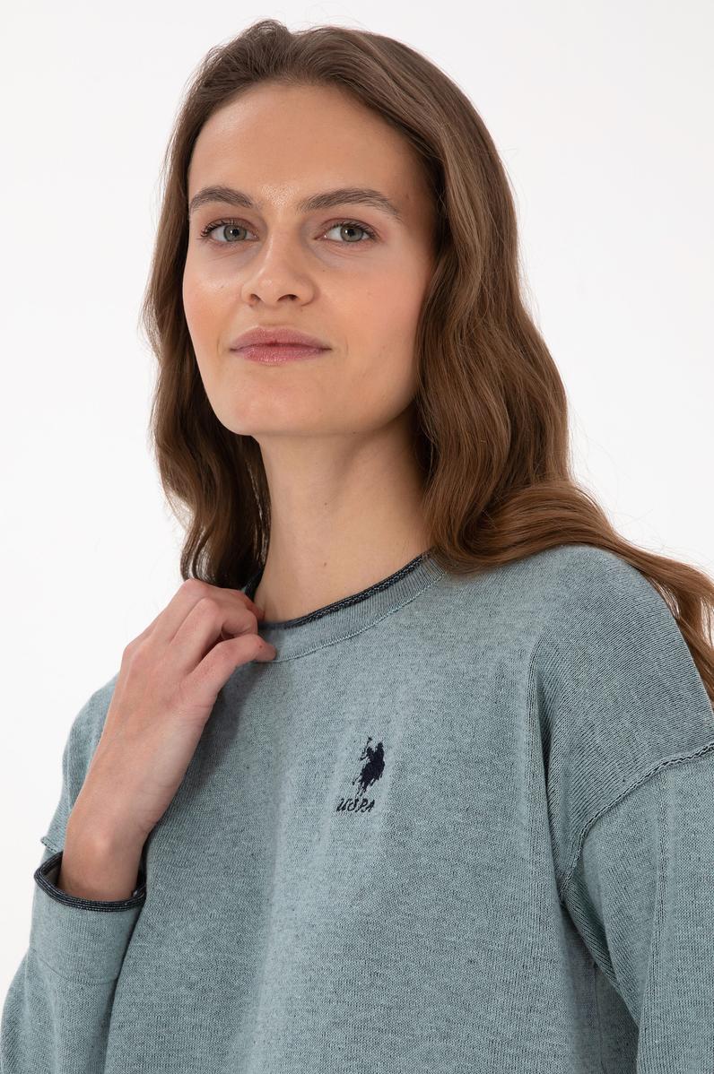 Kadın Mint Bisiklet Yaka Kazak